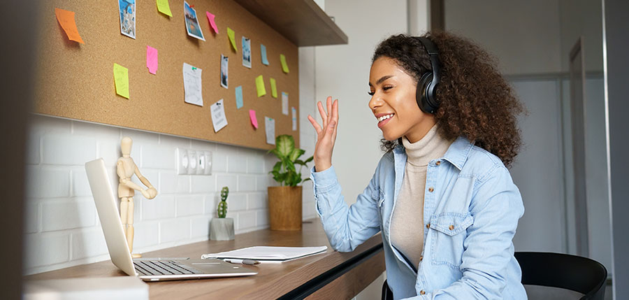 Woman Attending a Virtual Meeting