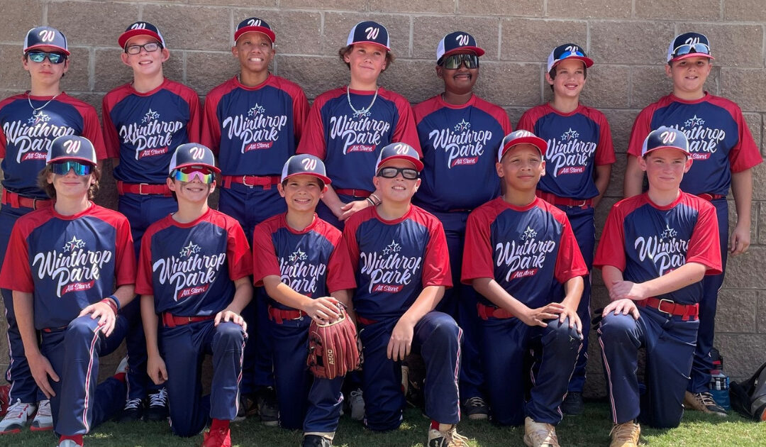 team in custom uniforms posing for a picture