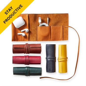 PU Tech Cord Cable Roll Up Organizer